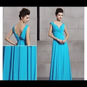 Blue beaded long dress